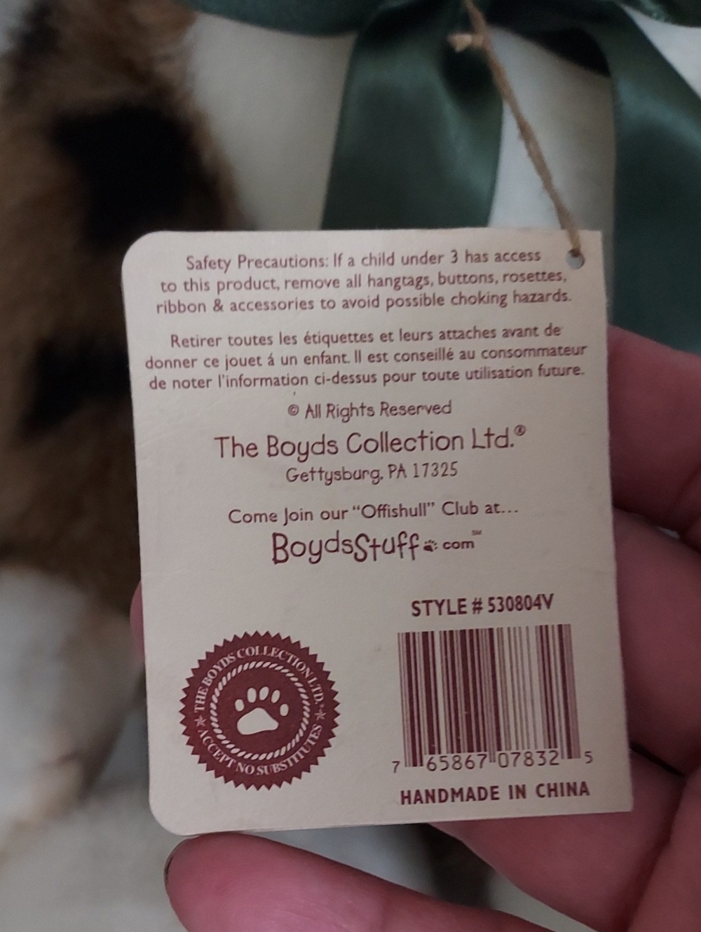 Vintage Boyd's Bears Suzy Snugglepuss Cat Plush Bean Bag Stuffed Animal W/ Tags - Picture 3 of 7
